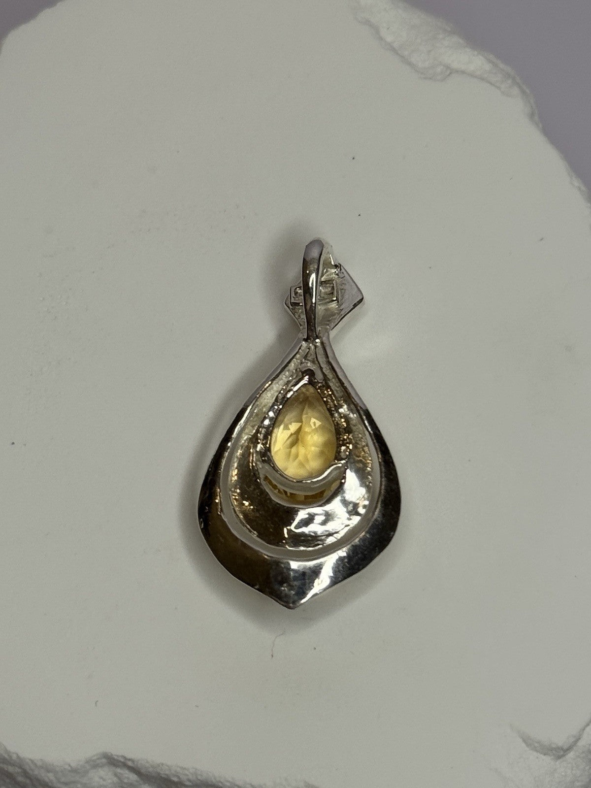 925 Sterling Silver Citrine Pear Pendant Length 1.3 Inch