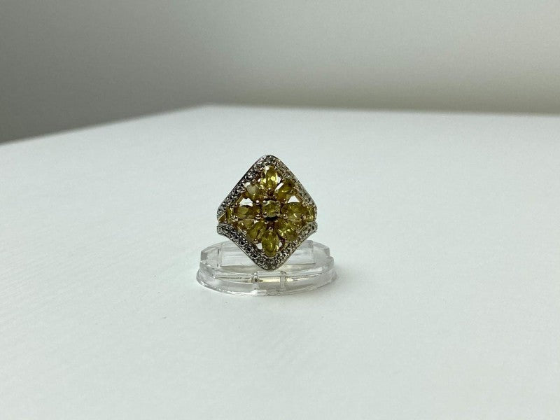 925 Sterling Silver Gold Plated Citrine Ring Size 5.5