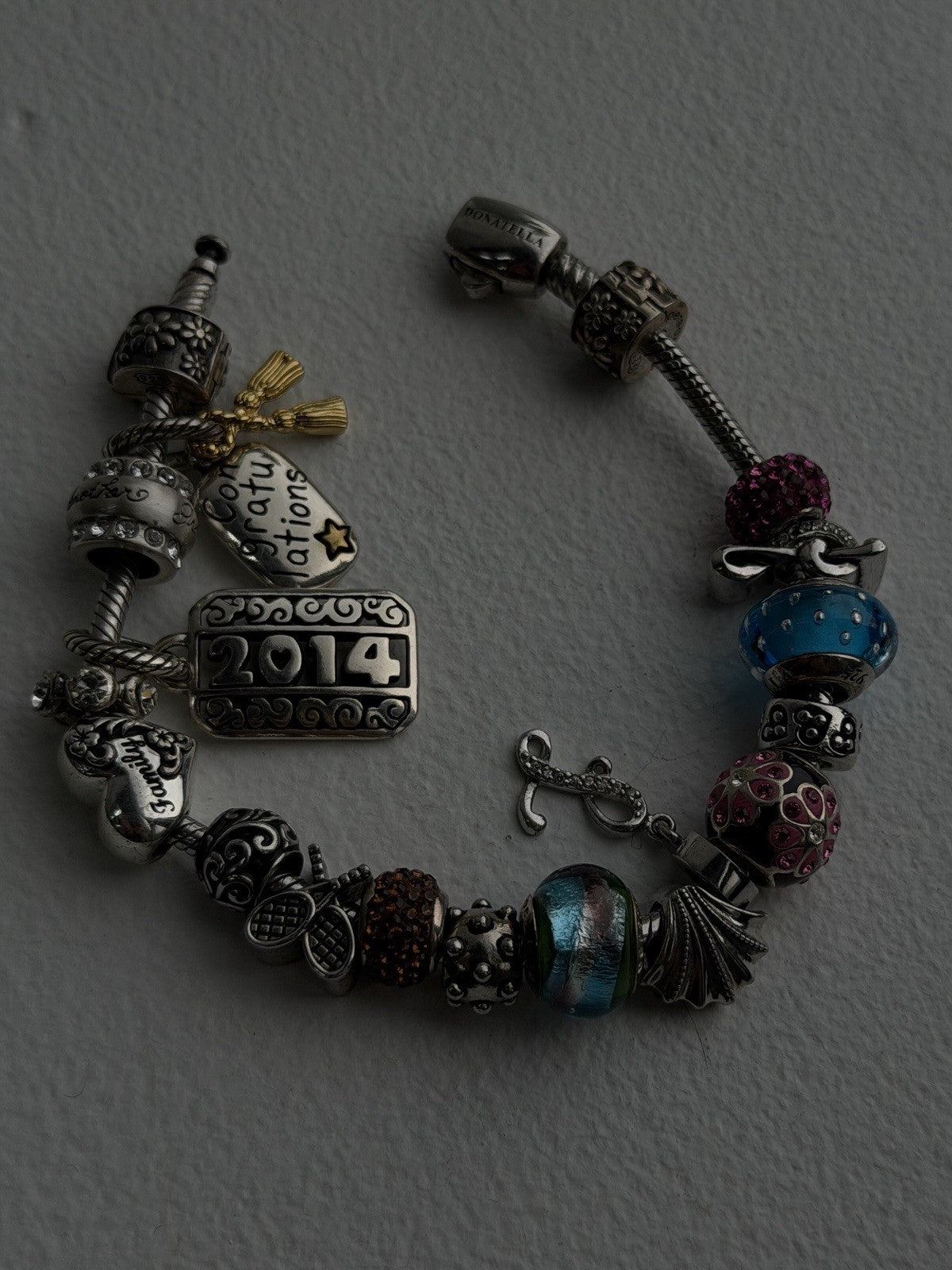 Donatella 925 Sterling Silver 19 Charms Bracelet