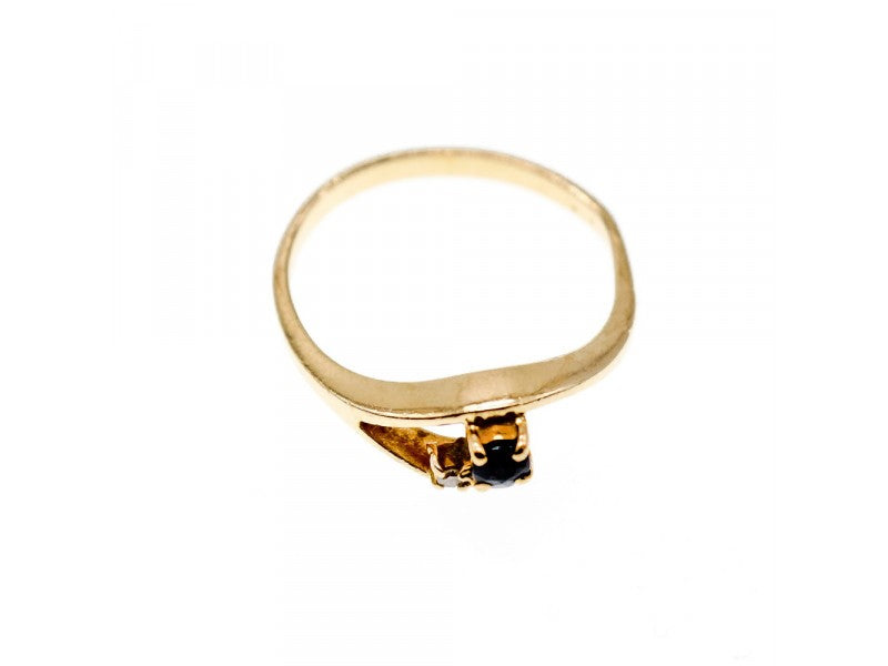 10K Yellow Gold Sapphire & Diamond Ring Size 7