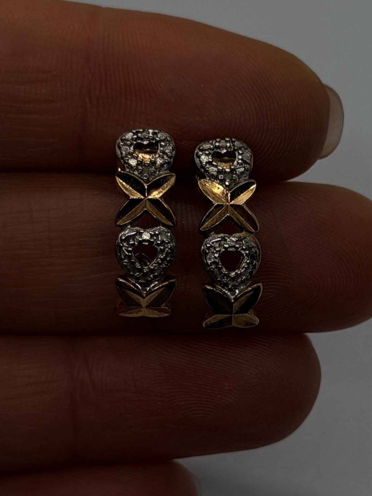 Two-Tone Heart Hoop Yellow Gold Plated 925 Sterling Silver Earrings