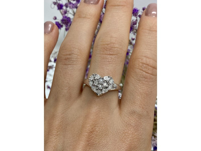 925 Sterling Silver Sapphires "Heart" Ring Size 9