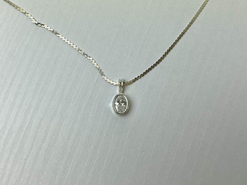 925 Sterling Silver CZ Chain With Pendant 925 Italy