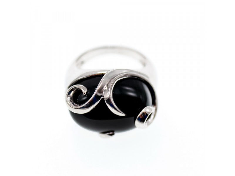 925 Sterling Silver Onyx Ring Size 6