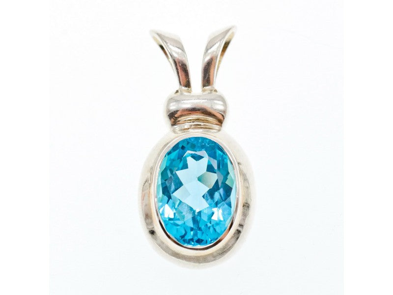 925 Sterling Silver Blue Topaz Pendant