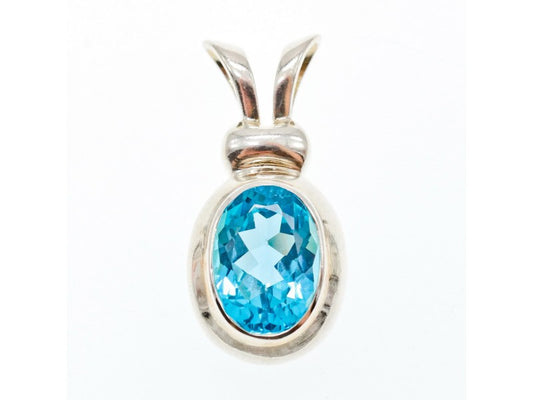 925 Sterling Silver Blue Topaz Pendant