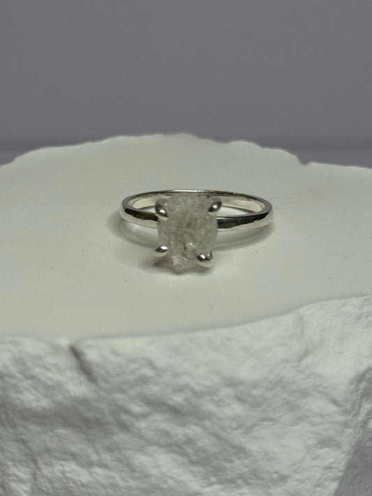 925 Sterling Silver Raw & Rough-Cut Diamond Ring Size 6.5