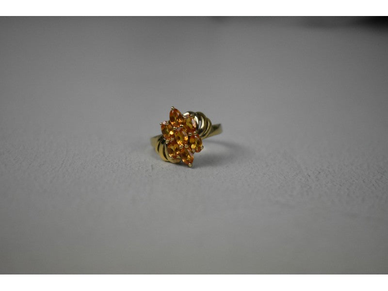 925 Sterling Silver Gold Plated Heliodor Ring Size 6.75