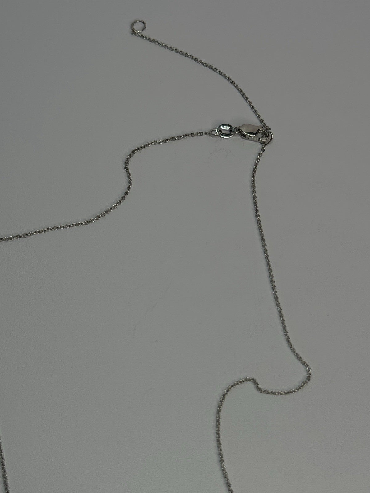 14K 585 WHITE GOLD DIAMOND 0.13 CARAT FASHION NECKLACE LENGTH 18/16 INCH