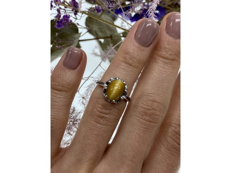 925 Sterling Silver Tiger'S Eye Ring Size 5.5