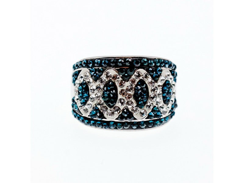 925 Sterling Silver Blue & White CZ Ring Size 7.5