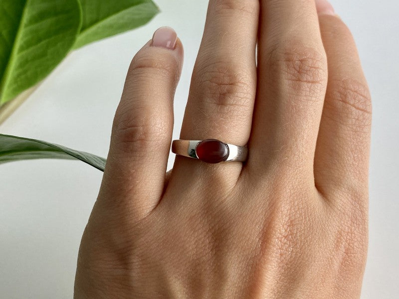 Vintage 925 Sterling Silver Agate Ring Size 7.25