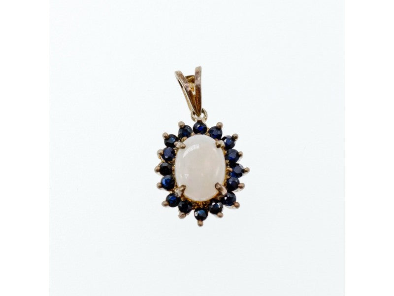 925 Sterling Silver Opal & Sapphires Pendant