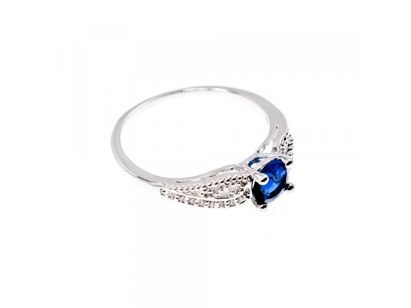 925 Sterling Silver Blue & White CZ Ring Size 7