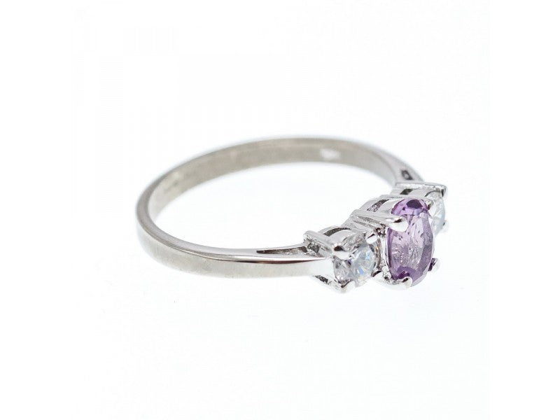 925 Sterling Silver Iolite & CZ Ring Size 9.5