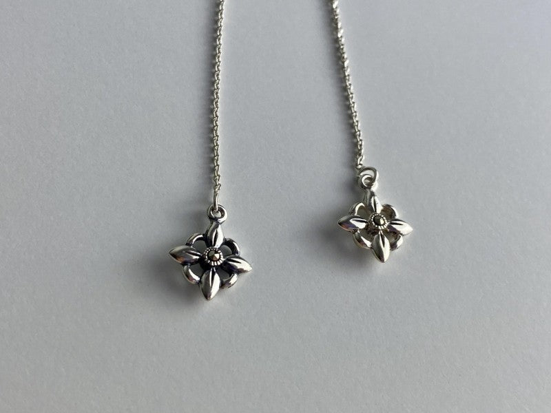 925 Sterling Silver Marcasites Threader Earrings