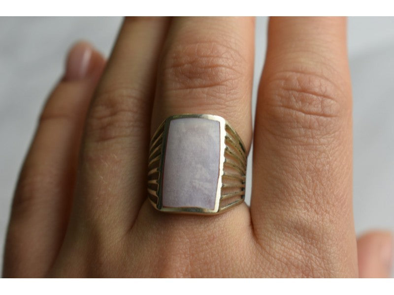 925 Sterling Silver Pink Mother OF Pearl Ring Size 8