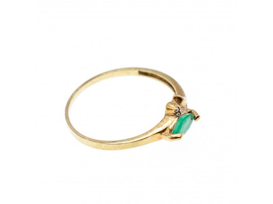 10K Yellow Gold Emerald & Diamonds Ring Size 6.75