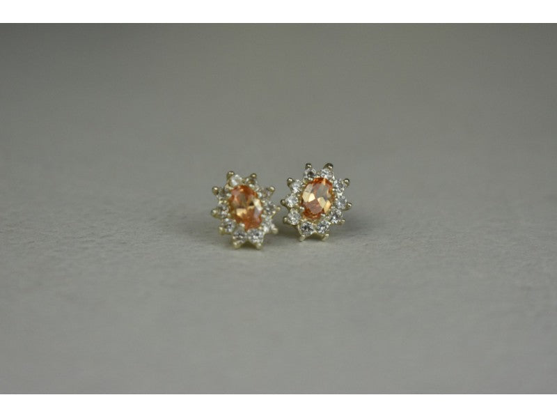 925 Sterling Silver Citrine & CZ "Spring Flowers" Earrings