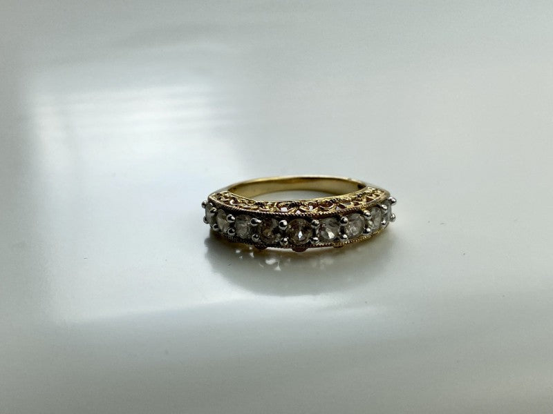 925 Sterling Silver Gold Plated White CZ Ring Size 7