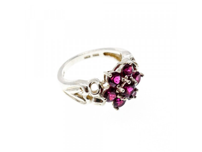 925 Sterling Silver Pink Spinel "Flower" Ring Size 7