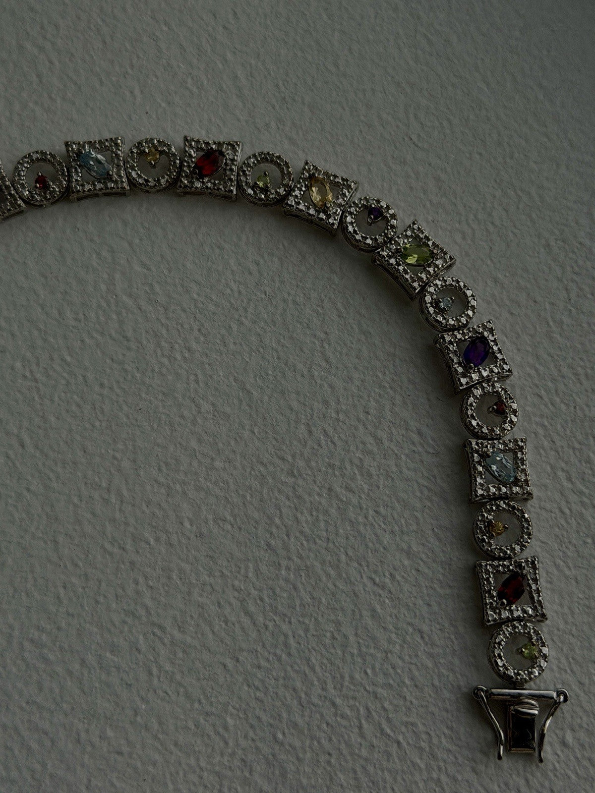 925 Sterling Silver Garnet Topaz Amethyst Peridot Citrine Bracelet 7.5
