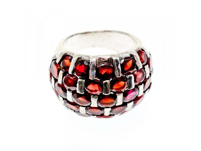 925 Sterling Silver Garnet Ring Size 8