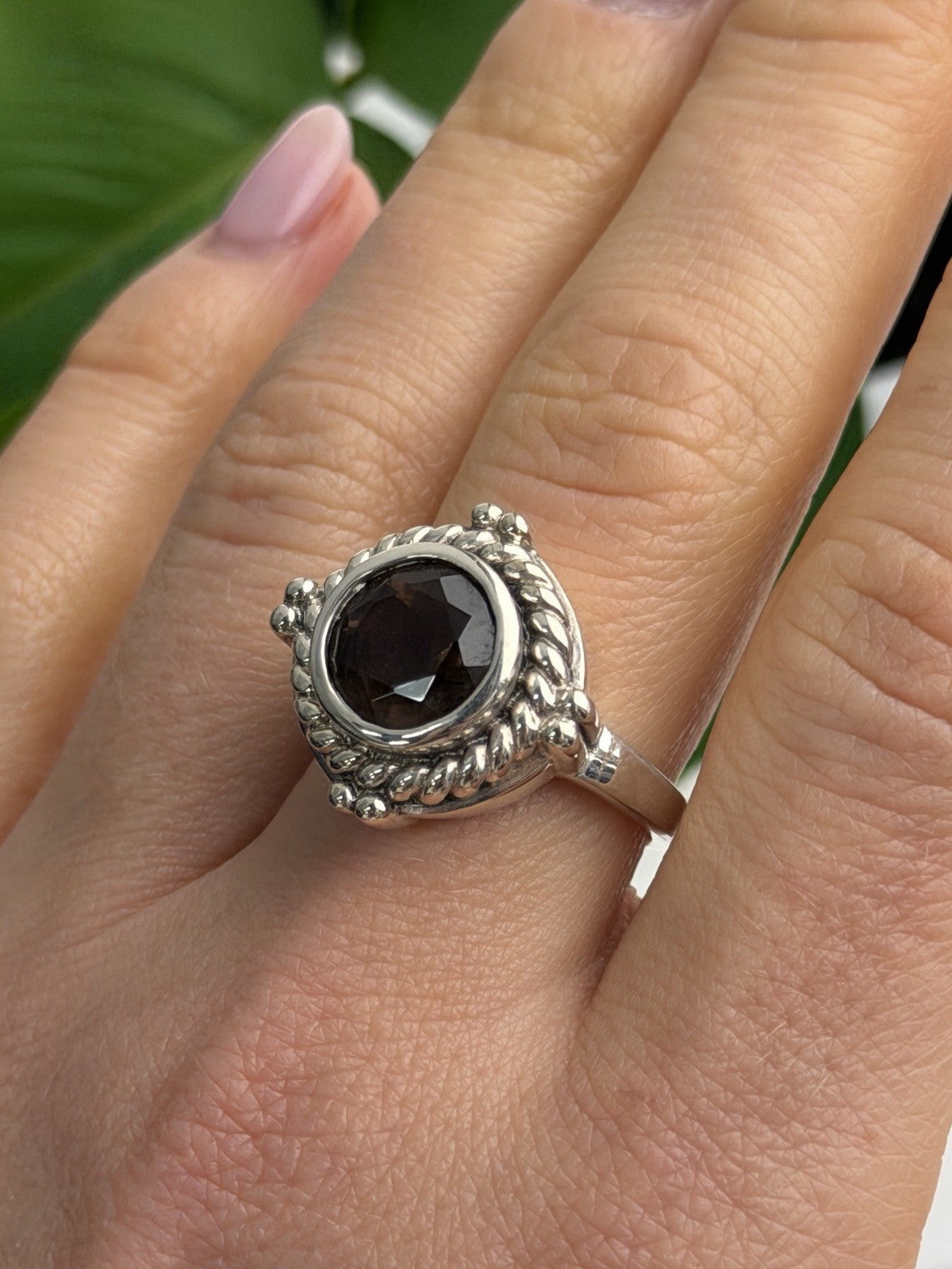 Vintage 925 Sterling Silver Brown Tourmaline Ring Size 9