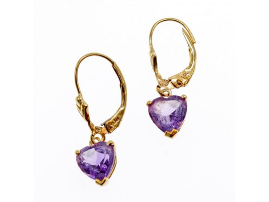 14K Yellow Gold Amethyst Earrings