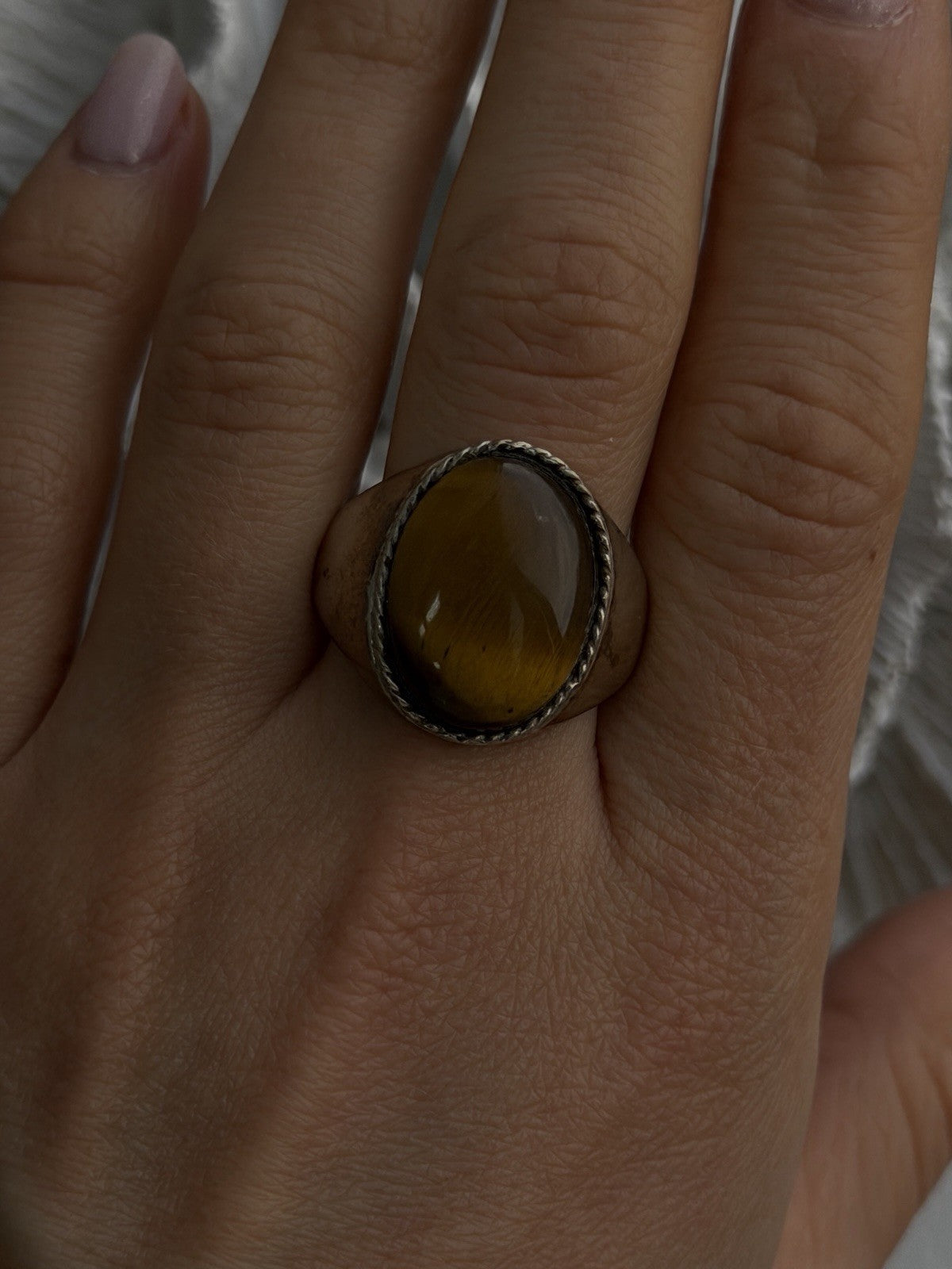 Vintage 925 Sterling Silver Tiger's Eye Ring Size 11.5