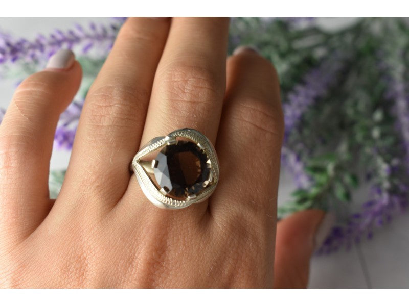 925 Sterling Silver Hessonite Ring Size 9