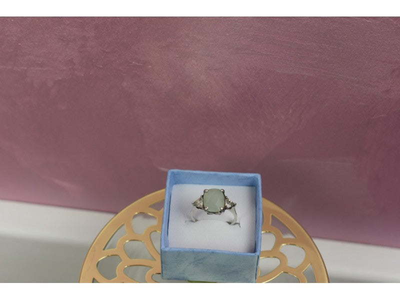 925 Sterling Silver Aventurine Ring Size 6.5