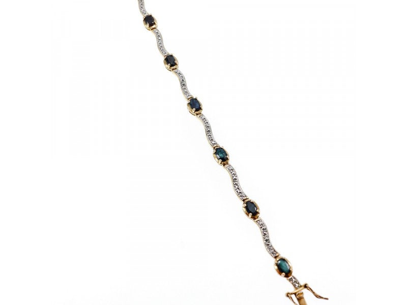925 Sterling Silver Gold Plated Sapphires Bracelet