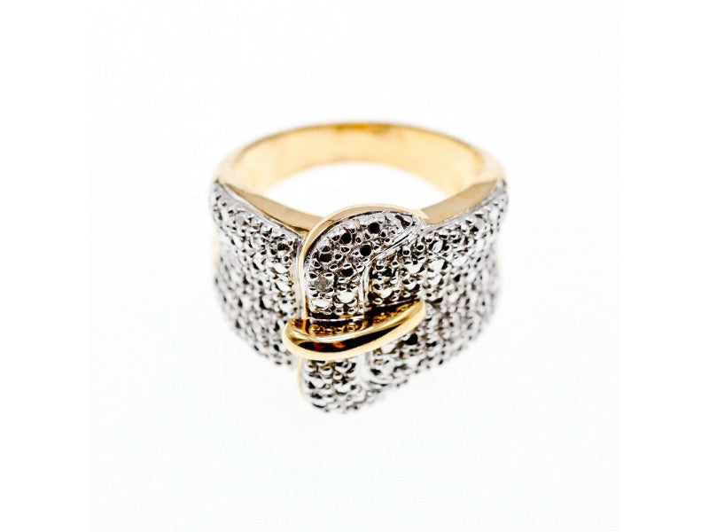 925 Sterling Silver With Gilding "Belt" Ring Size 6.5