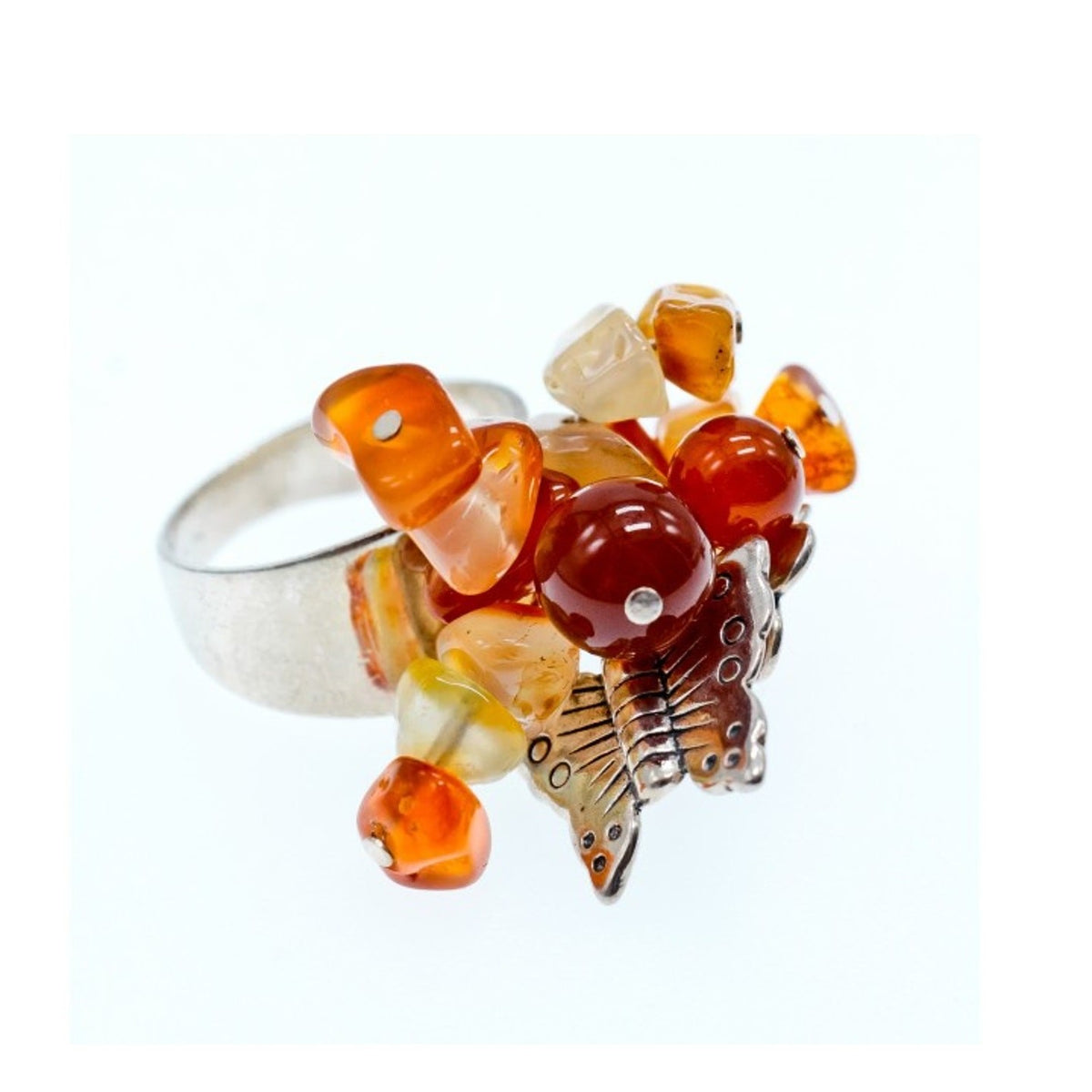 925 Sterling Silver Agate Designer'S Ring Size 6.5