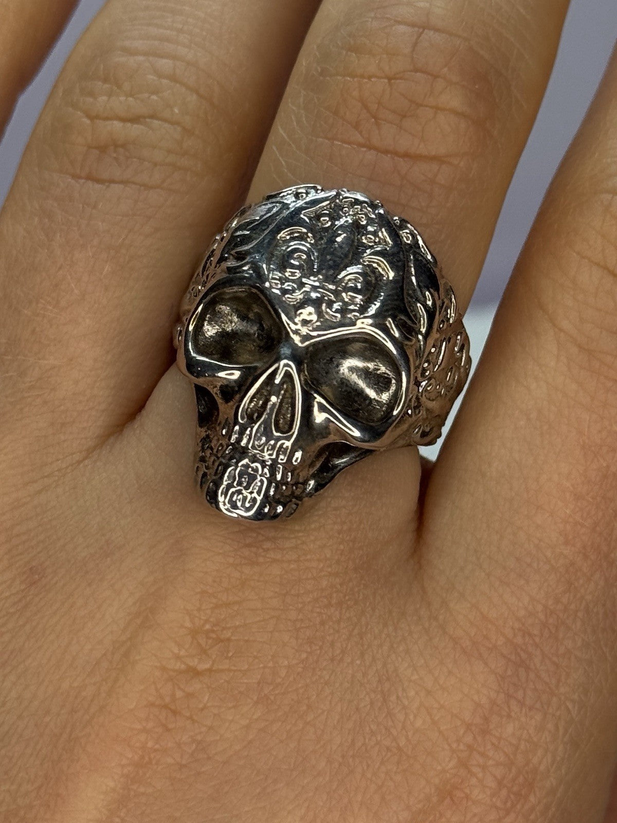 925 Sterling Silver Skull Custom Ring Size 8
