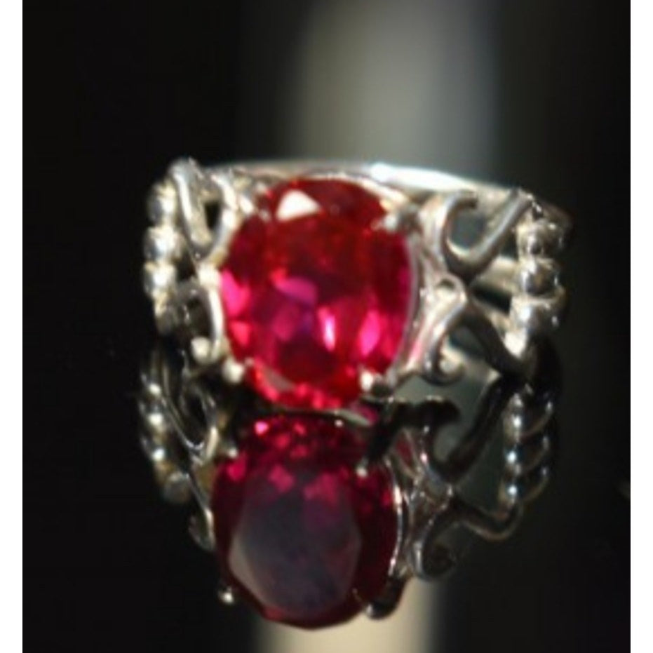 925 Sterling Silver Pink Topaz Ring Size 7