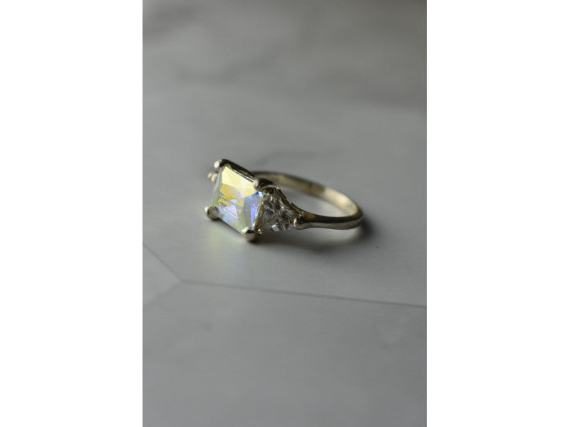 925 Sterling Silver Alpanite & CZ Ring Size 8.5