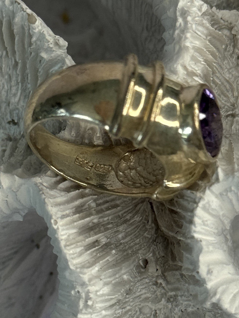 925 Sterling Silver Amethyst Ring Size 7