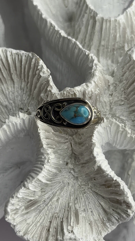 Unique Design 925 Sterling Silver Turquoise Ring Adjustable
