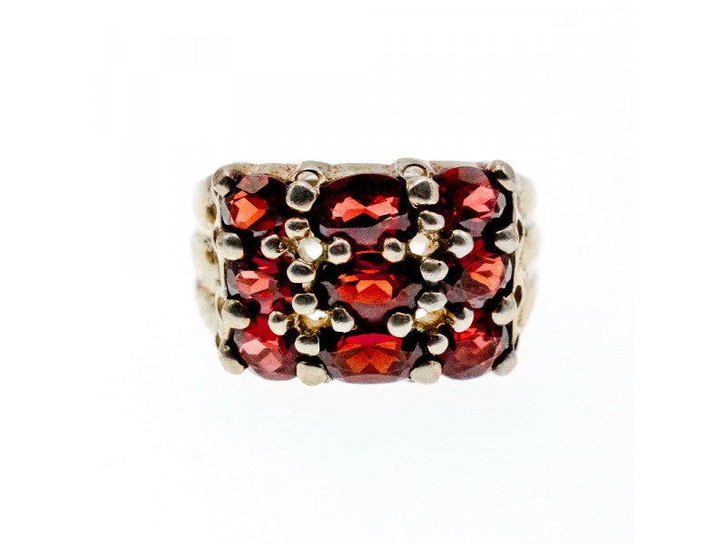 925 Sterling Silver Almandine Ring Size 8