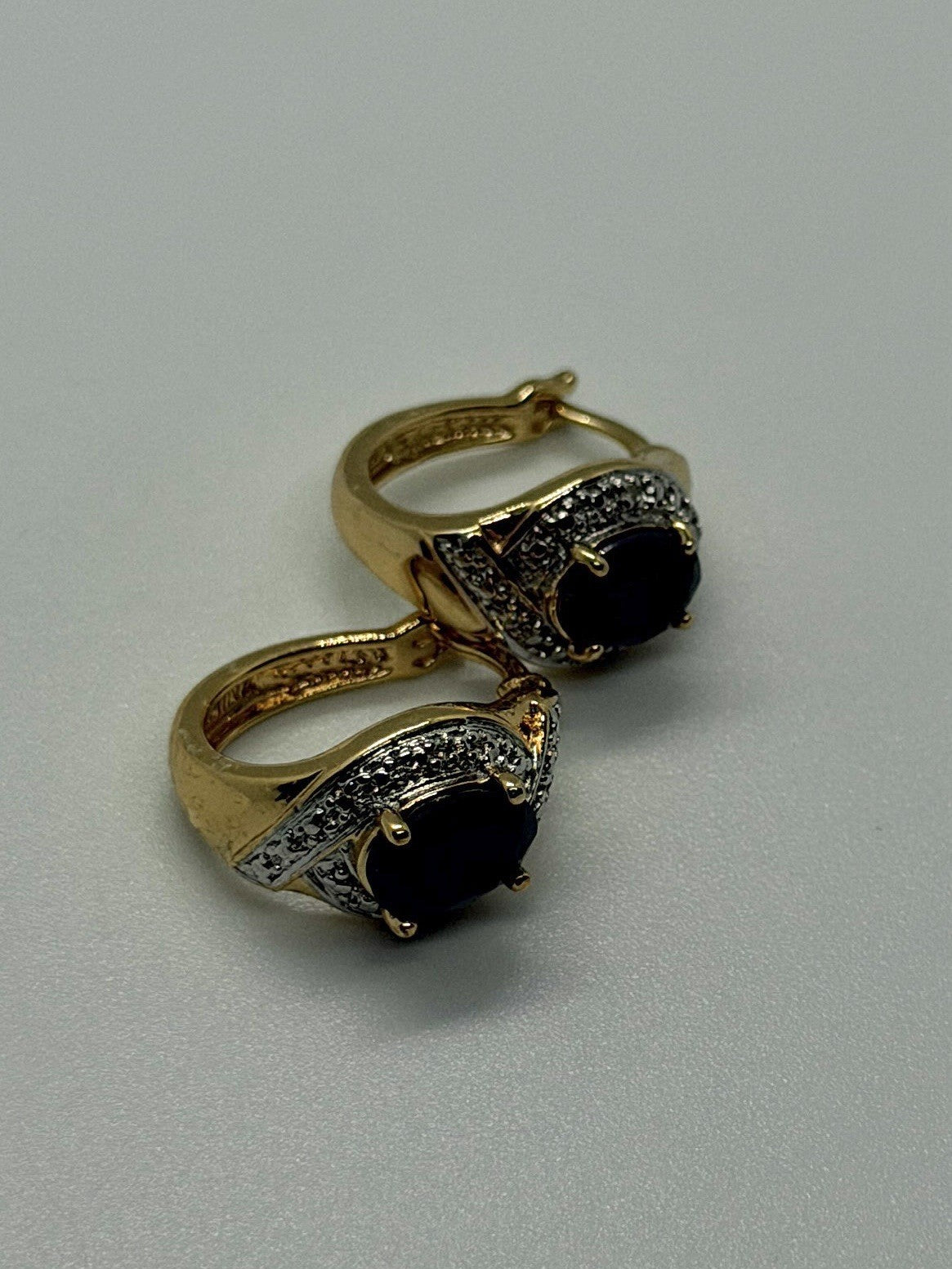 Elegant 925 Sterling Silver Gold Plated Sapphire Earrings