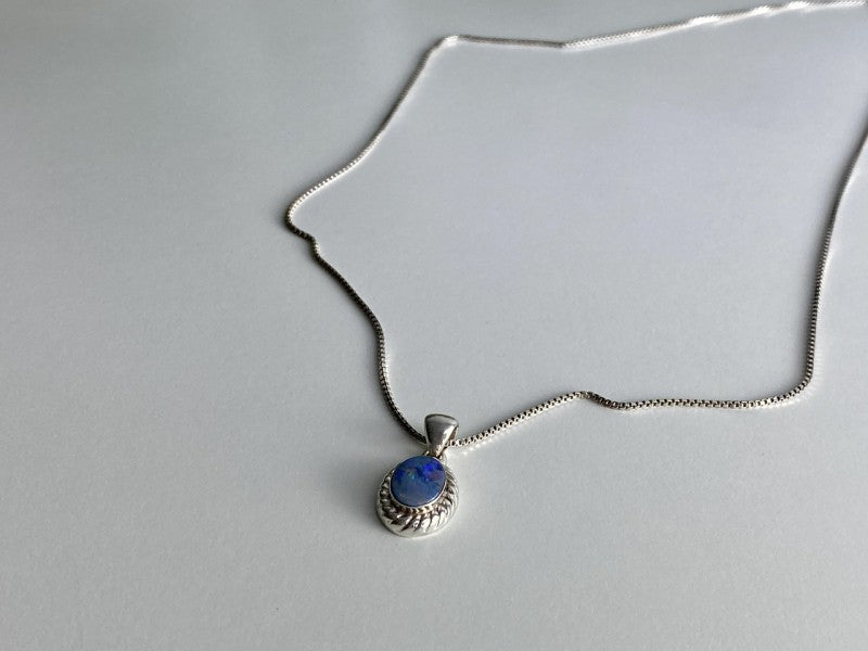 925 Sterling Silver Opal Chain With Pendant
