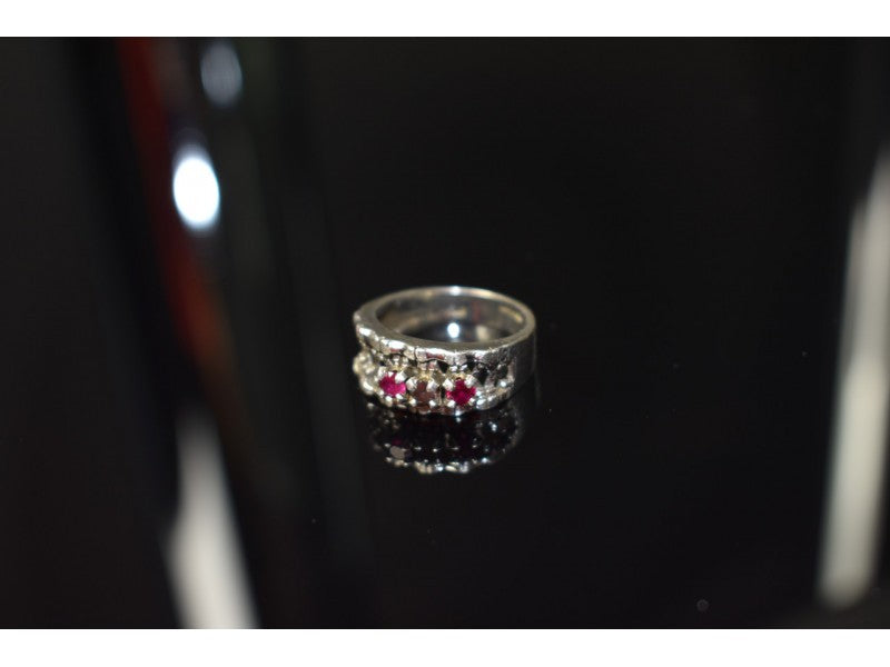 925 Sterling Silver Pink Topaz & Amethyst Ring Size 6.5