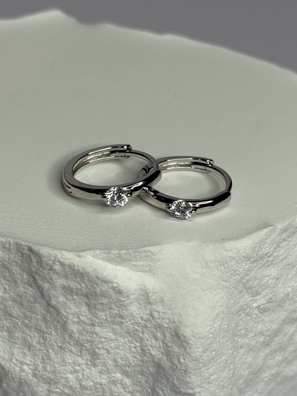 925 Sterling Silver Minimalist CZ Earrings Length 0.5 Inch