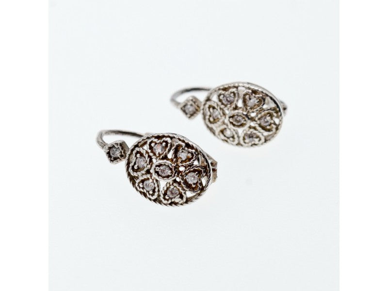 Vintage 925 Sterling Silver CZ Earrings