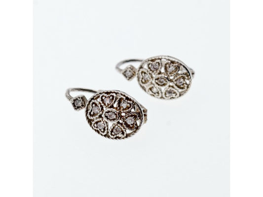 Vintage 925 Sterling Silver CZ Earrings