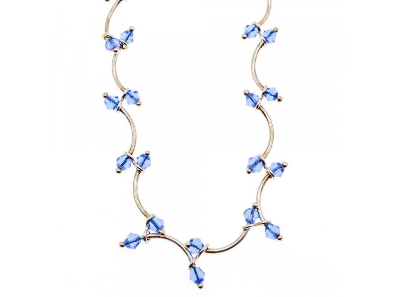 925 Sterling Silver Blue Jewelry glass in Italian style Necklace