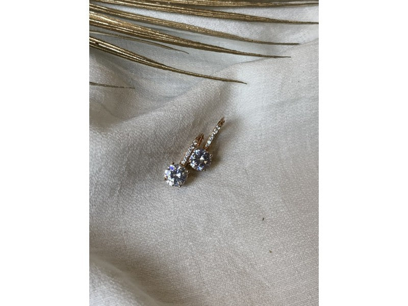 925 Sterling Silver Gold Plated CZ Earrings