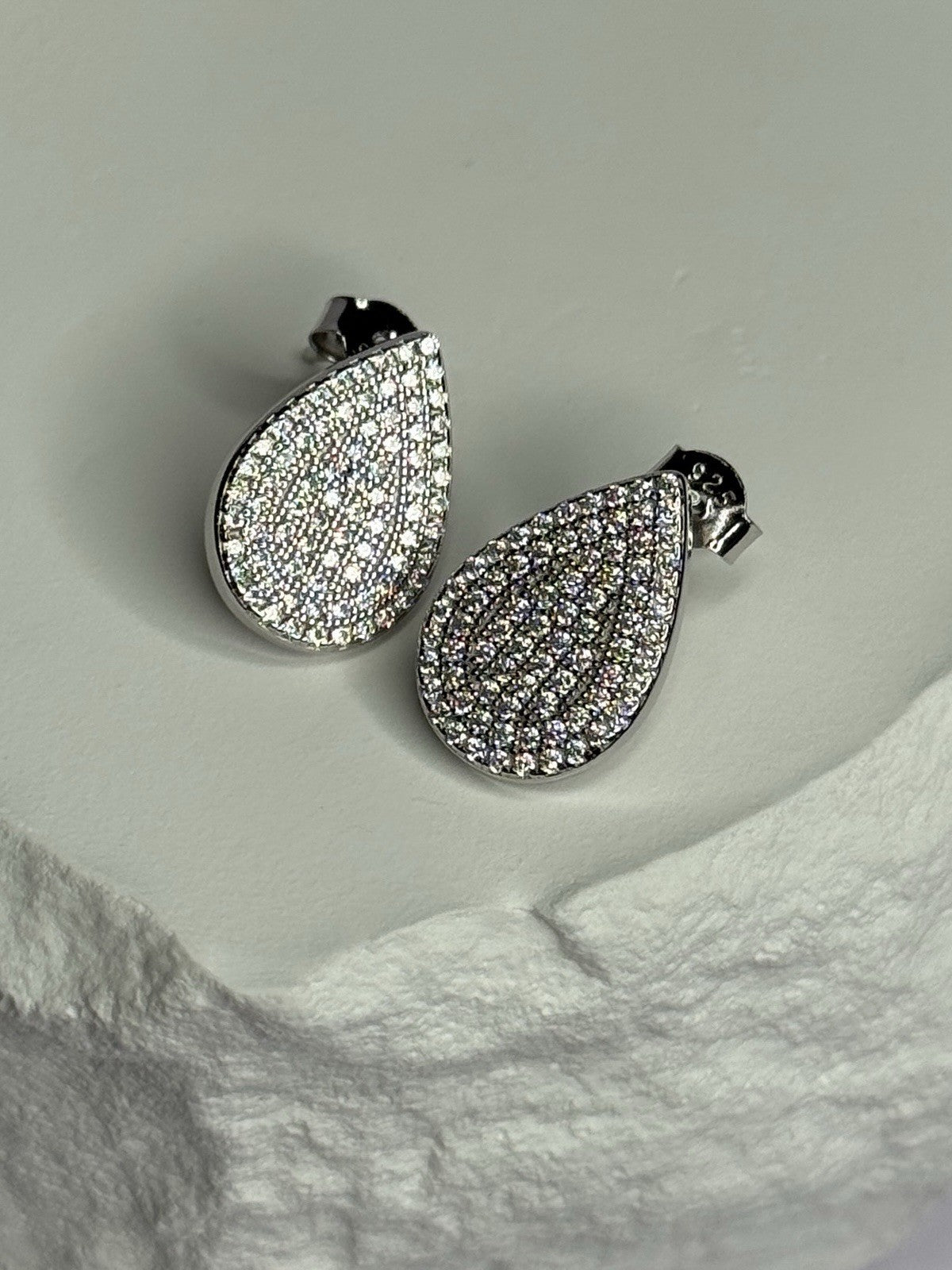 925 Sterling Silver Drop CZ Earrings Length 0.65 Inch